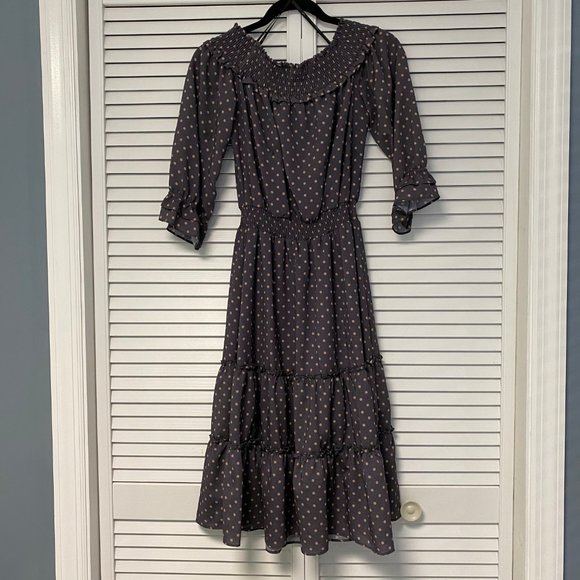 J.O.A. Polka Dot Off-the-Shoulder Midi Dress - Picture 5 of 8